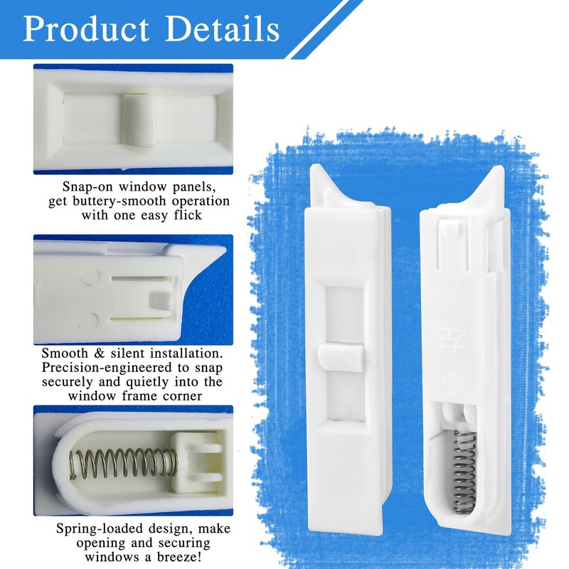 Window Tilt Latch Snap In Spring Loaded Sliding Lock White 2 Pairs gallery