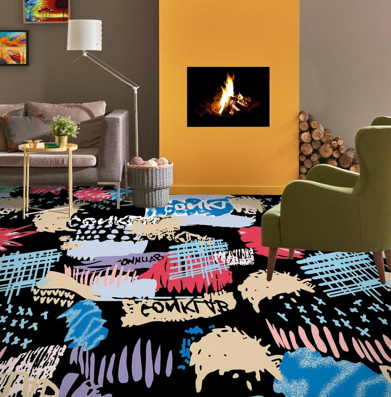 3D Color Pattern PKE1727 Floor WallPaper Murals Wallpaper Mural Print Bea