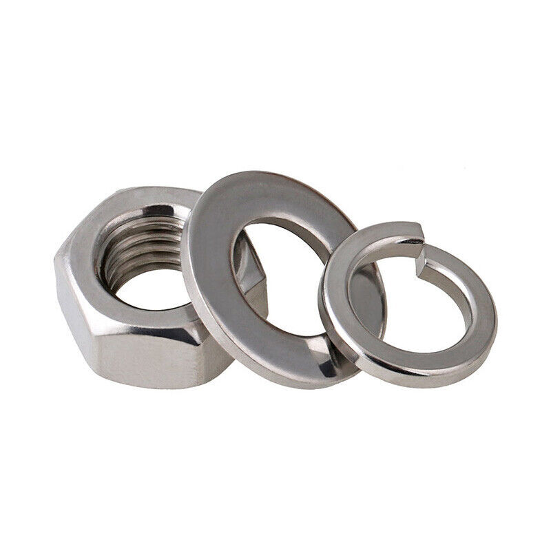 M2-M24 Hex Nuts & Gasket & Spring Washers Set Stainless Steel Carbon Steel Brass gallery