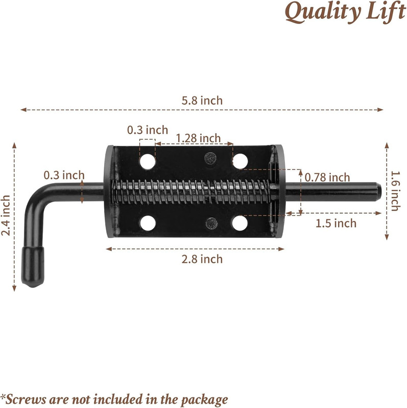 Spring Loaded Gate Latch Pin Barrel Bolt 6in Durable Solid Steel for Shed Doors gallery