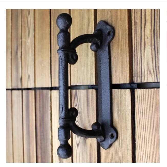 Large Cast Iron Gate Barn Shed Pull Door Handles Antique Cupboard Vintage Decor