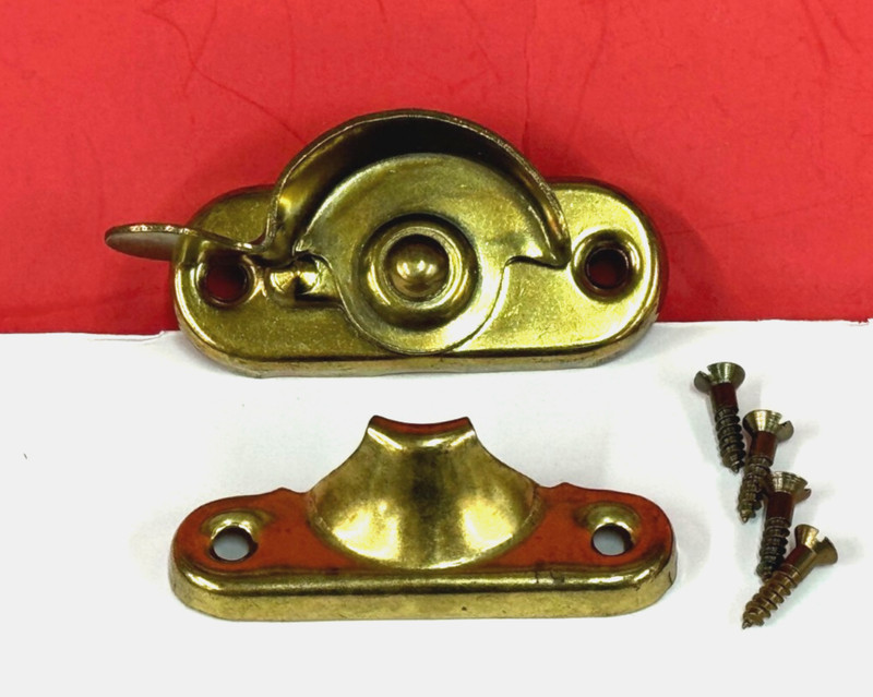 SASH FASTENER Replacement Window Latch STEEL Brass Finish NEW Made in USA 125E gallery