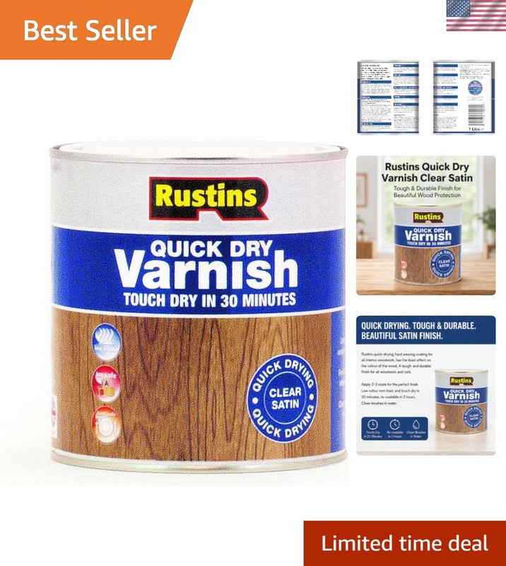 Quick Dry Satin Varnish 1L – Water-Based, Clear Finish, Touch Dry in 30 Min