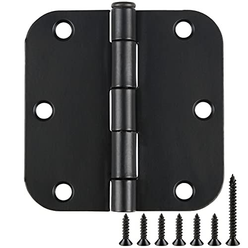 Rounded Matte Black Door Hinges 3.5 Inch 5/8″ 30 Pack Matte Black-Rounded