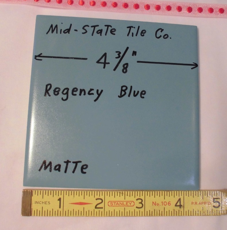 1 pc. Regency Blue: Matte Ceramic Tile 4-3/8" by Mid-State Tile Co. NOS gallery