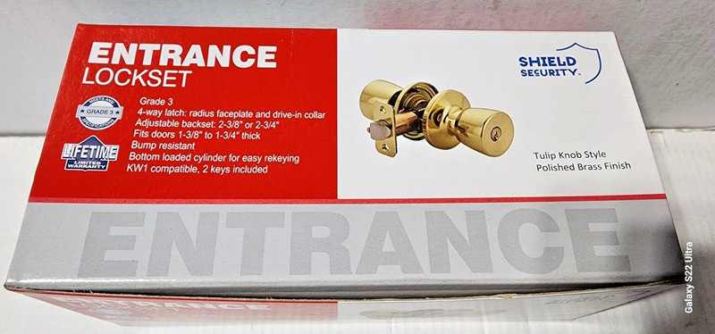 ENTRANCE LOCK Shield Security Tulip Knob Style POLISHED BRASS FINISH – Keyed