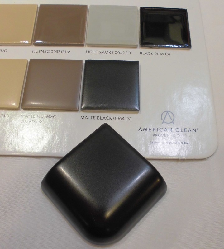 2 pcs. *Matte Black* Ceramic Bullnose…outside corner trim tile…2″ X 2″ Mudd