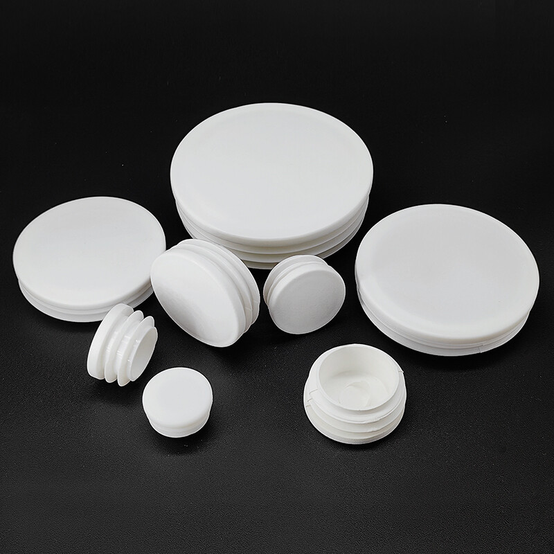 White Plastic End Caps 13mm - 114mm Round Tubing Inserts Plugs for Table Pipe gallery