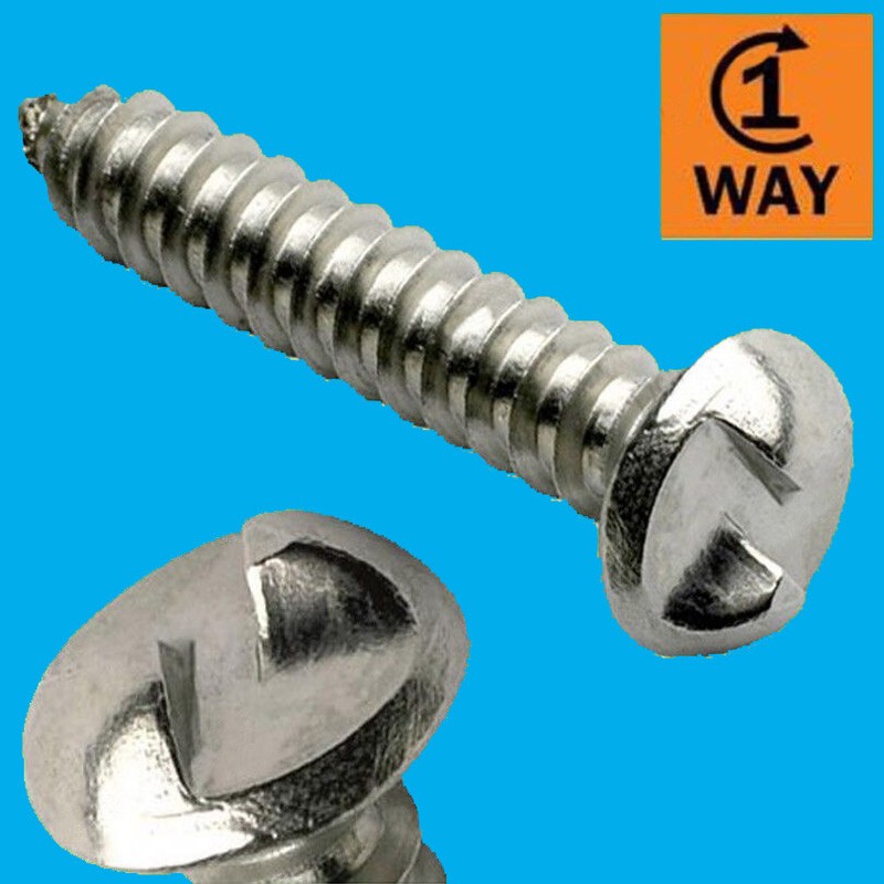30x One Way Security; Screws In But Not Out, Tamper & Vandal Proof, No.8 1″ 25mm
