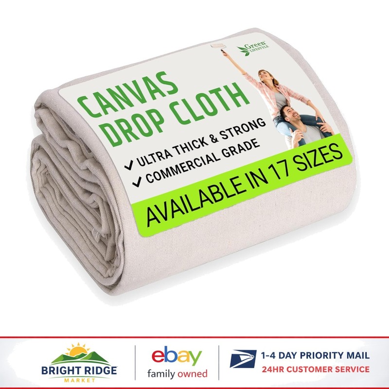 Heavy Duty Canvas Drop Cloth for Painting & Home Renovation, 4×12 Feet