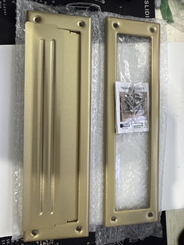 Solid Brass Mail Slot with Interior Back Frame Vintage Style Gold 13x 3.75 Inch