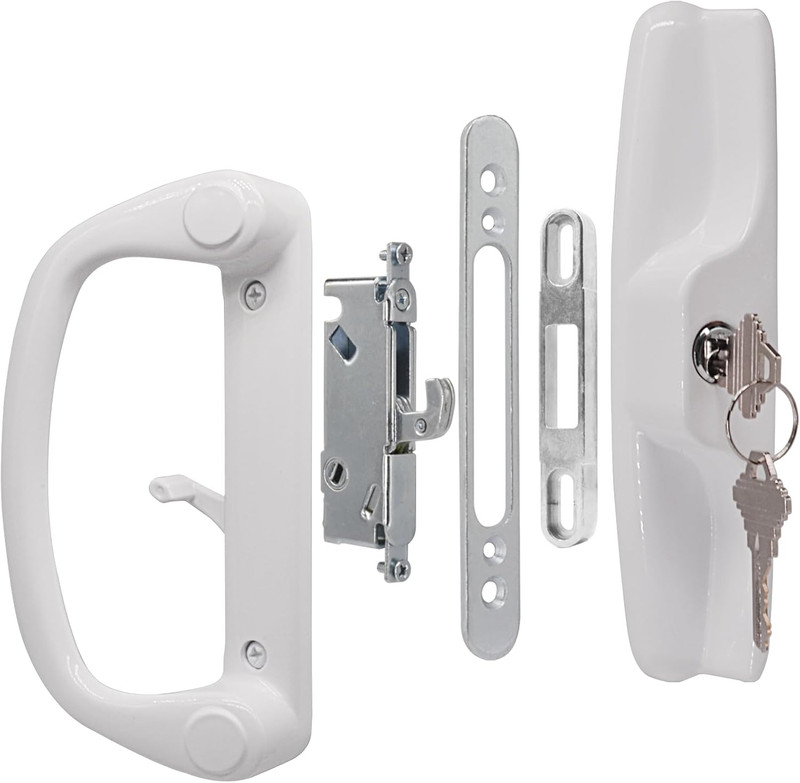 Sliding Glass Patio Door Handle Replacement Set with Key Cylinder and Mortise Lo