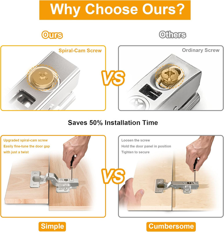 2Pcs Professional Grade Inset Soft Close Cabinet Hinges, Frameless Concealed Eur gallery