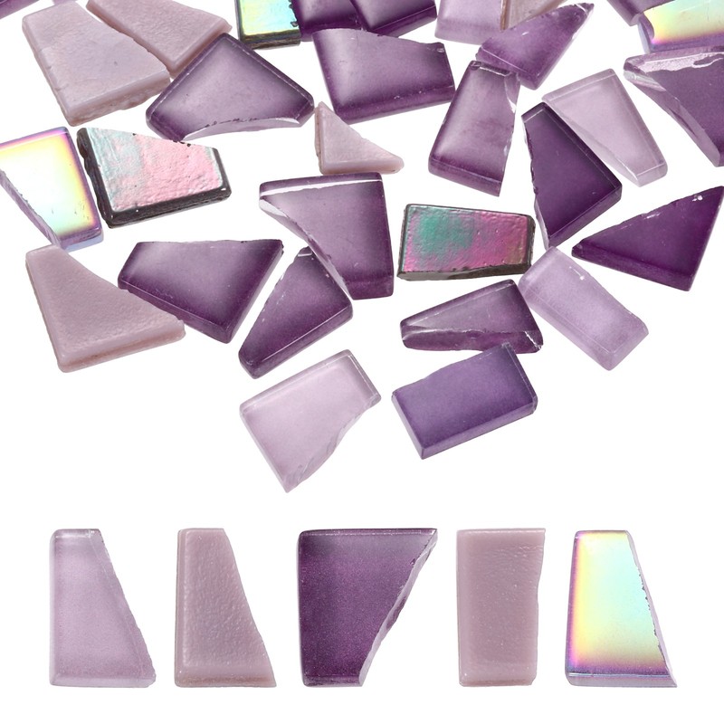 For irregular glass mosaic tiles, sheets 100g/0.2LB purple colored glass