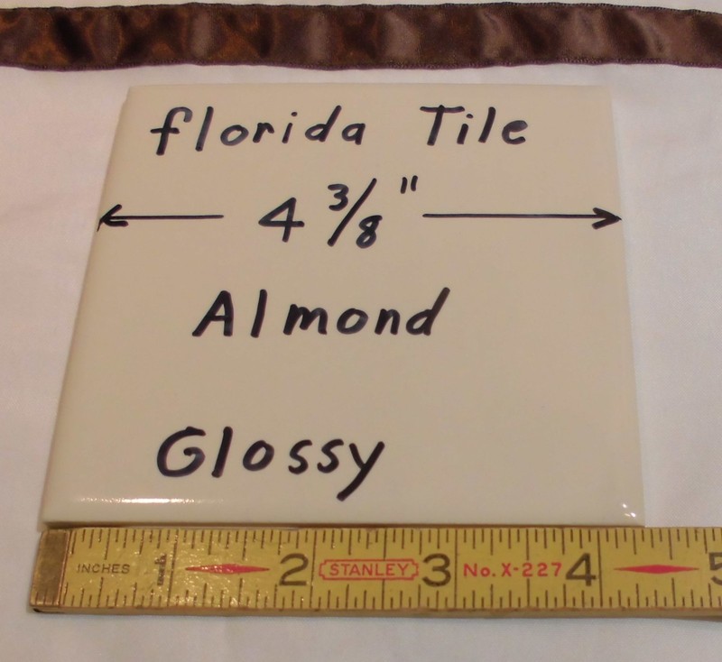 1 pc. Glossy Ceramic Tile *Almond* 4-3/8″ by the florida Tile Co. NOS