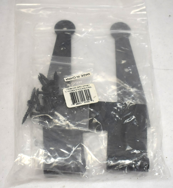 Zero Offset L Hinge for Exterior Shutters Stainless Steel 2300 Black w/ Hardware