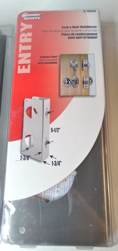 2 Stainless Defender Security Entry U-10539 Lock Door Reinforcer w Screws R1 Lot gallery