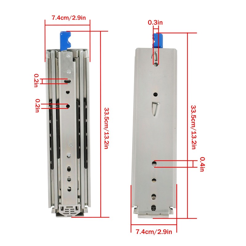 2 Pcs Locking Drawer Slides 12 Inch Full Extension & Lock 500 lb Load Capacity gallery