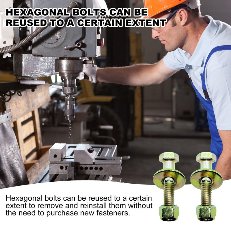 3/8" x 2" Hex Head Bolt by Color Galvanization with Nylon Lock nut and Large ... gallery