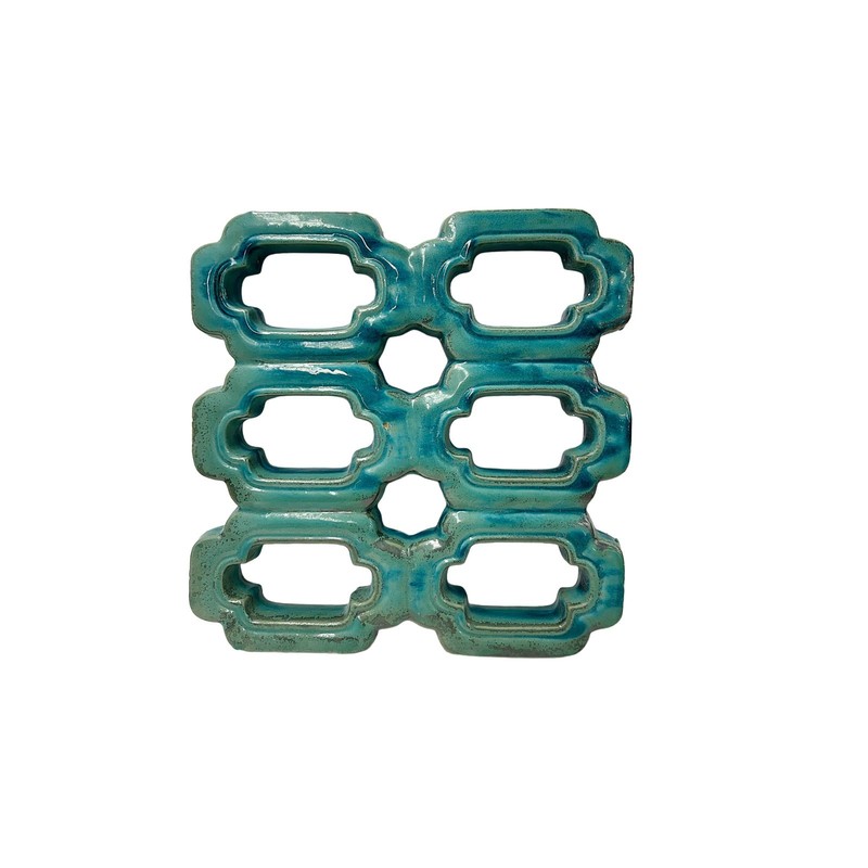 Chinese Rectangular Open Turquoise Mix Glaze Wall Floor Clay Tile GB224