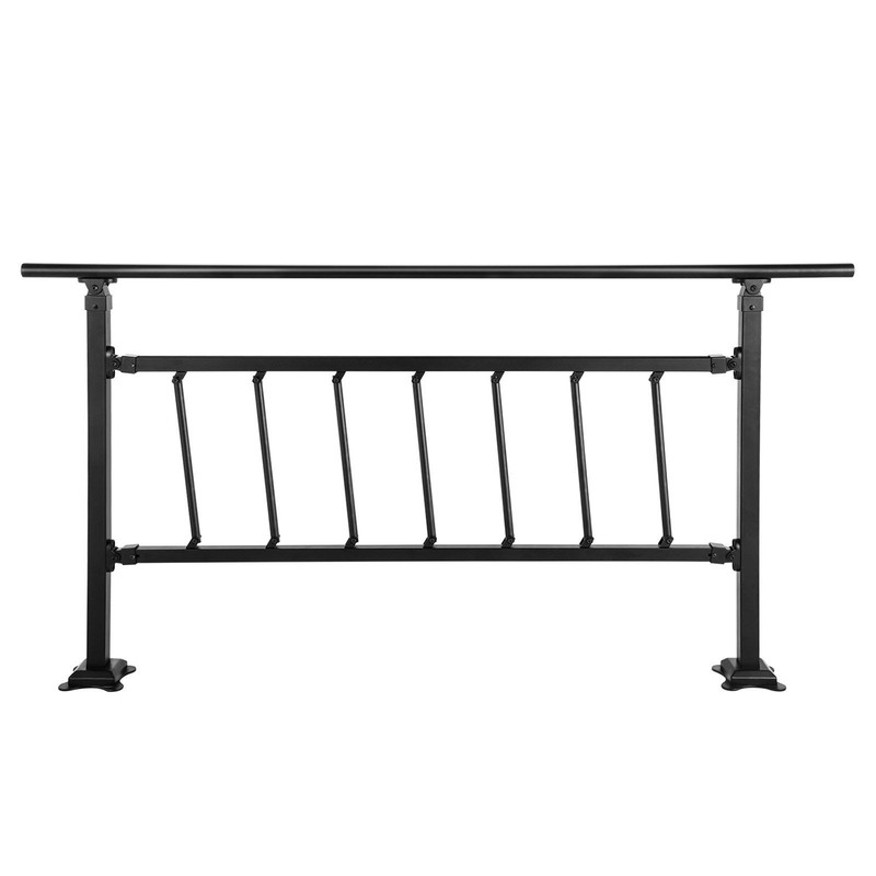 Matte Black Wrought Iron Stair Railing Fits 0-5 Steps 33in Height 68in Width