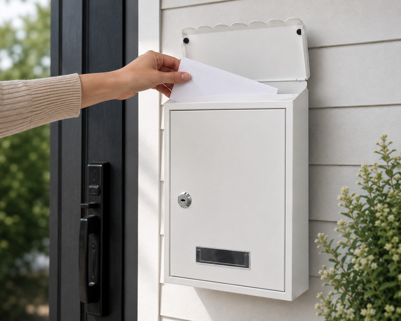 Mailbox Mail Box Wall Mount Locking Lockable Keys Galvanized Steel White 11″x8″