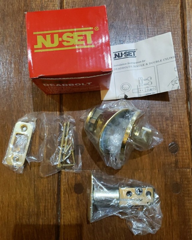 Nu-Set Deadbolt Single Cylinder Polished Brass NEW IN BOX