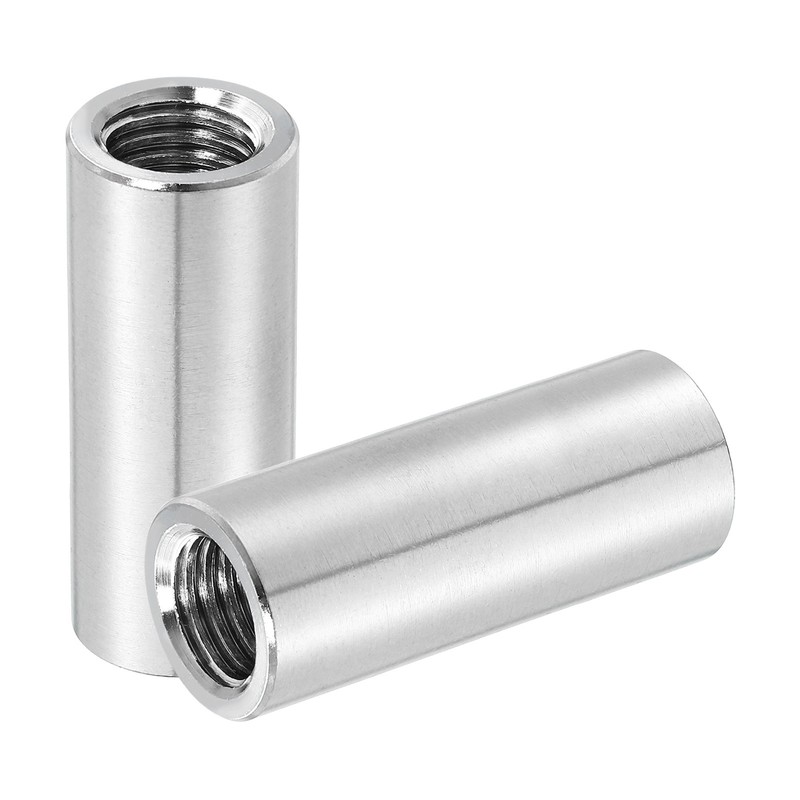 2Pcs 304 Stainless Steel M14x2mm Round Coupling Nuts, 0.79×1.97″(ODxH)