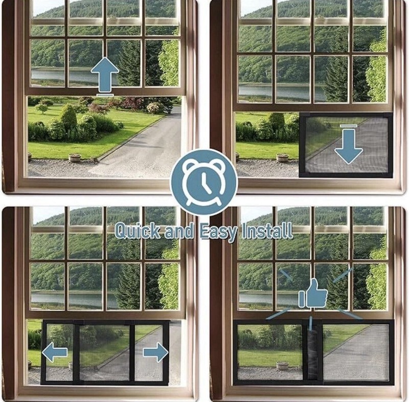 Adjustable Window Screens Expandable Window Screen 10” H 14″- 24″ W Black Frame