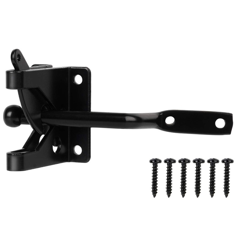 Self-Locking Gate Latch,Automatic Gravity Lever Latch for Wooden Fence Black
