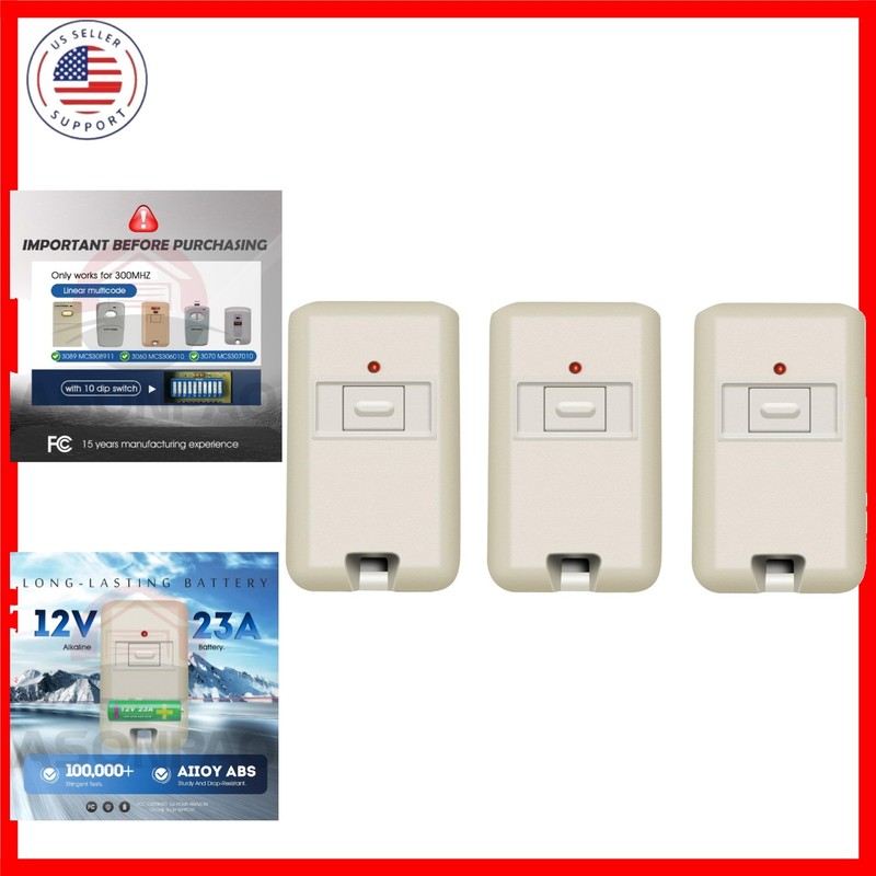3X Linear Multi-Code 3060 3089 Gate Opener Remote【10–】