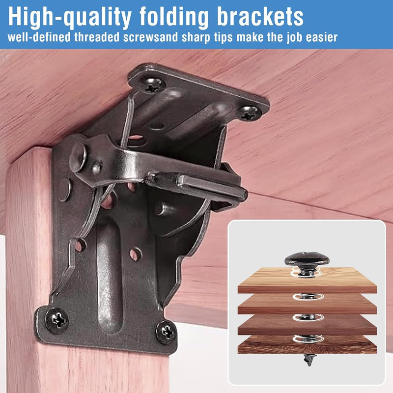 4 Pack Locking Hinge for Folding Table Brackets, Heavy Duty Folding Brackets 90 gallery