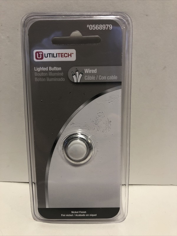 Utilitech Wired Lighted Button Nickel Finish Part #0568979 Brand New In Box