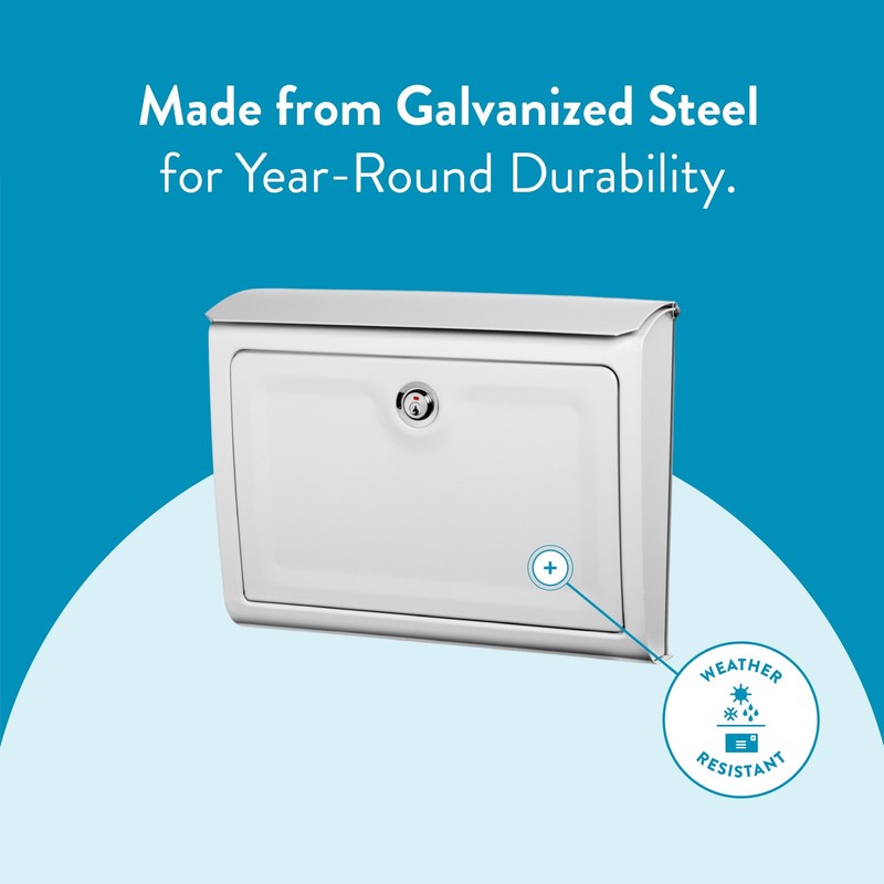 Whitman™ Locking, Wall-Mounted Mailbox for Outside, Metal Galvanized Steel Me... gallery