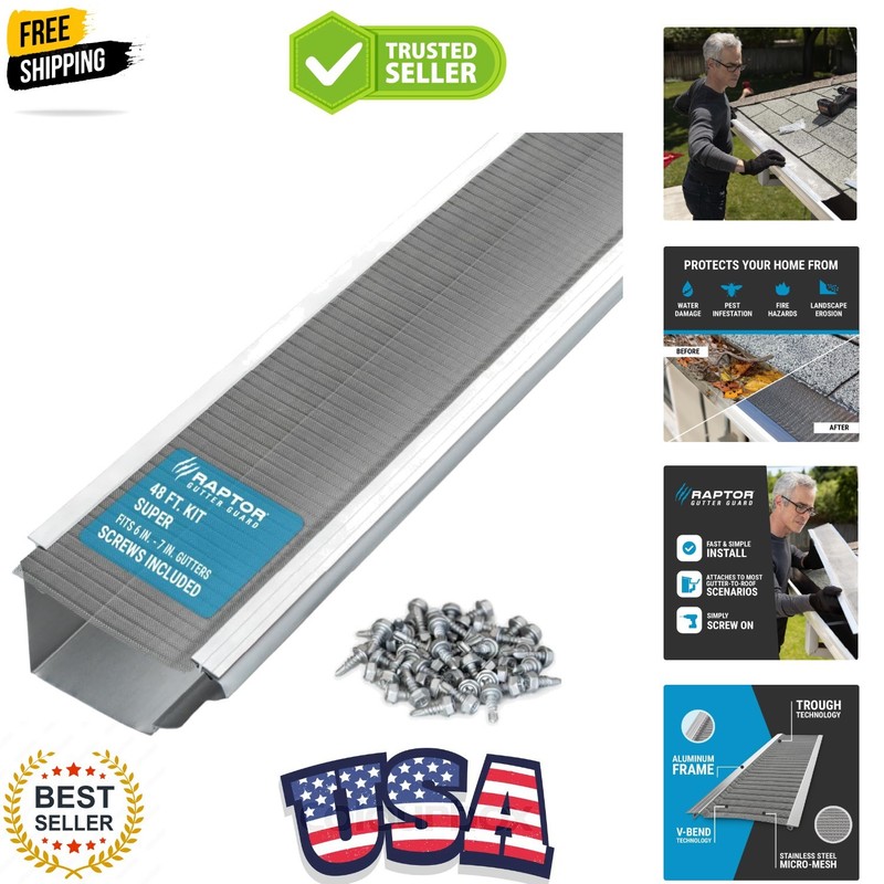 48 FT Contractor Grade Micro-Mesh Gutter Guard – Rust Resistant Design