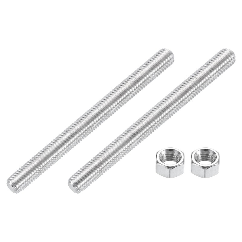 3/8″-16 Fully Threaded Rod, 2Pcs 304 Stainless Steel 4.7″ Long Threaded Screw
