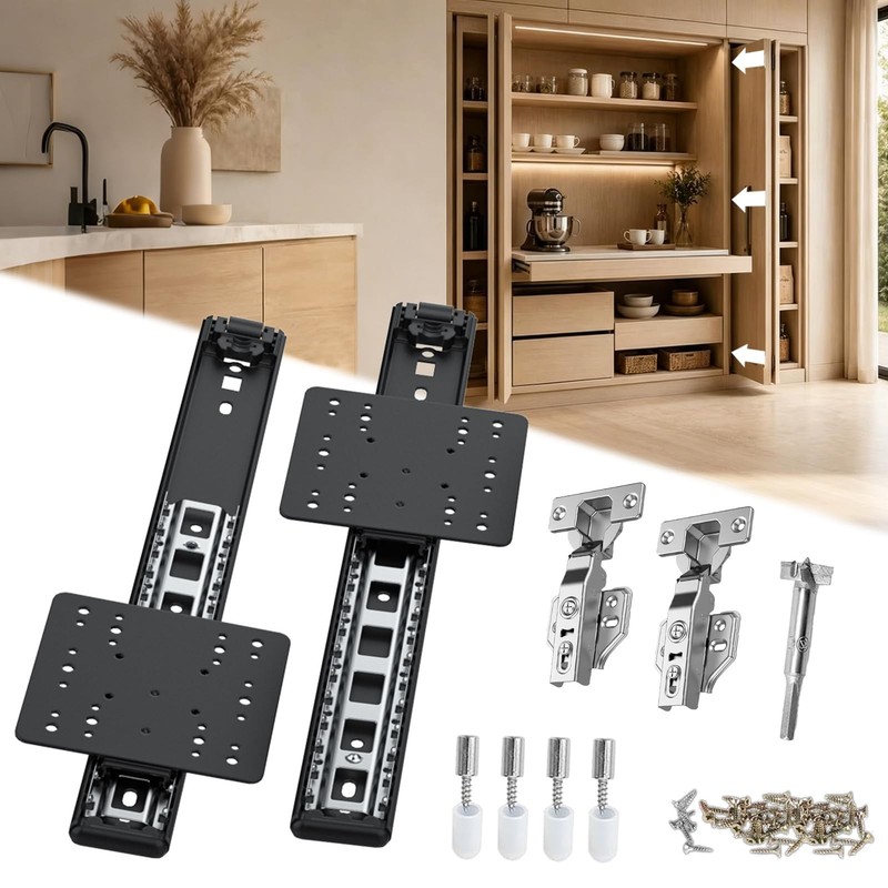 Pocket Door Slide Pivot Kit for Inset Cabinet Doors – 16″ 2-Pack, Easy Install