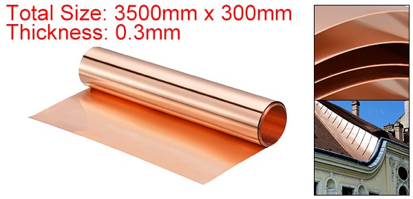 Copper Sheet Roll Pure Copper Flashing Strip Metal Foil Plate 3500x300x0.3mm gallery