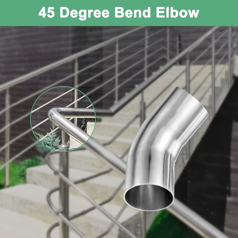 2-Pack OD 2.5 Inch 45 Degree Mandrel Bend Elbow, Thicken 2 mm Height 160 mm gallery