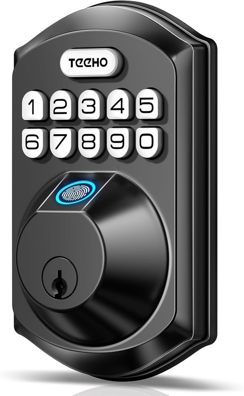 TE002 Smart Lock - Matte Black Fingerprint Door Lock with Emergency Backup Keys gallery