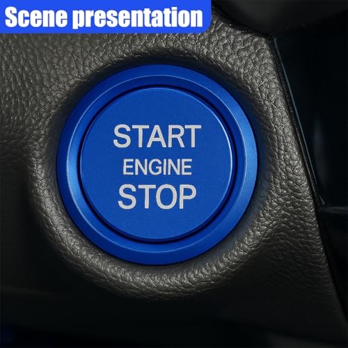 Car Engine Start Stop Push Button Cover, Aluminum Automotive Push Start Blue gallery