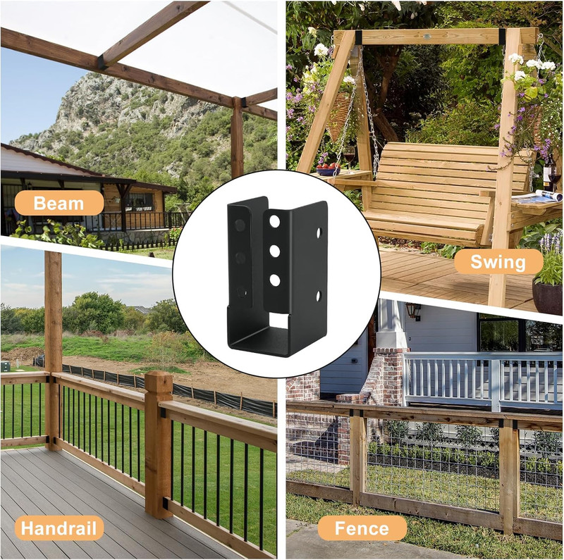 Concealed Joist Hanger 8Pcs,2"X4" Outdoor Concealed-Flange Joist Bracket,2"X4" R gallery