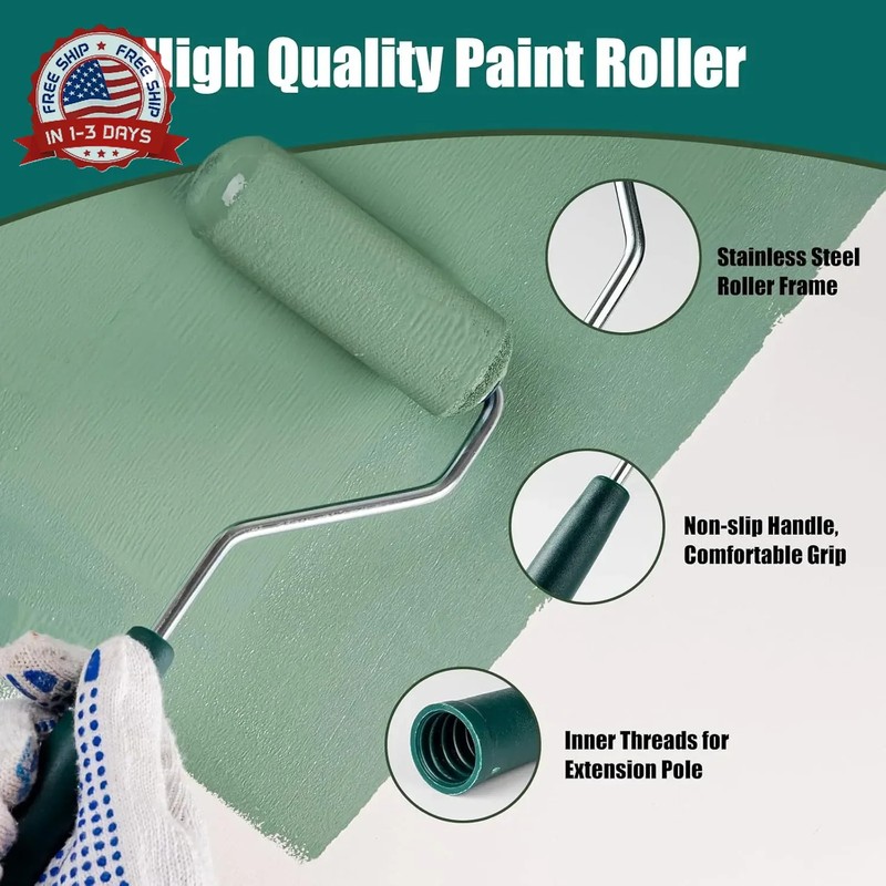 Paint Roller Kit, 15 Pack, 4 Inch Paint Roller, Small Paint Roller with Tray Lin gallery