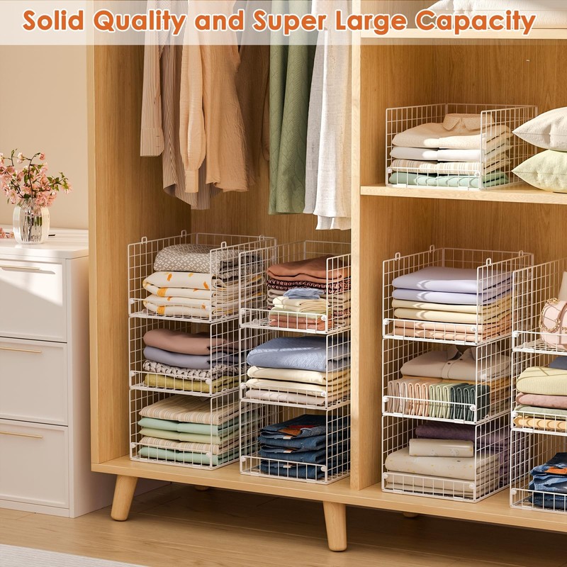 5-Tier Stackable Closet Storage Shelves, Closet Organizers and Storage Basket... gallery