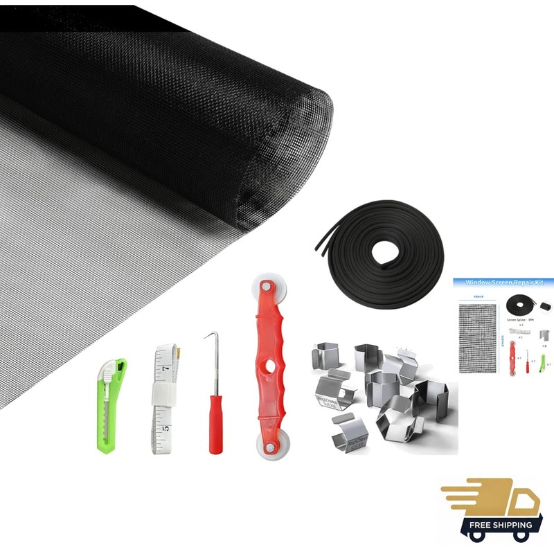 Fiberglass Window Screen Repair Kit 48×118 Durable Easy for Home & Patio