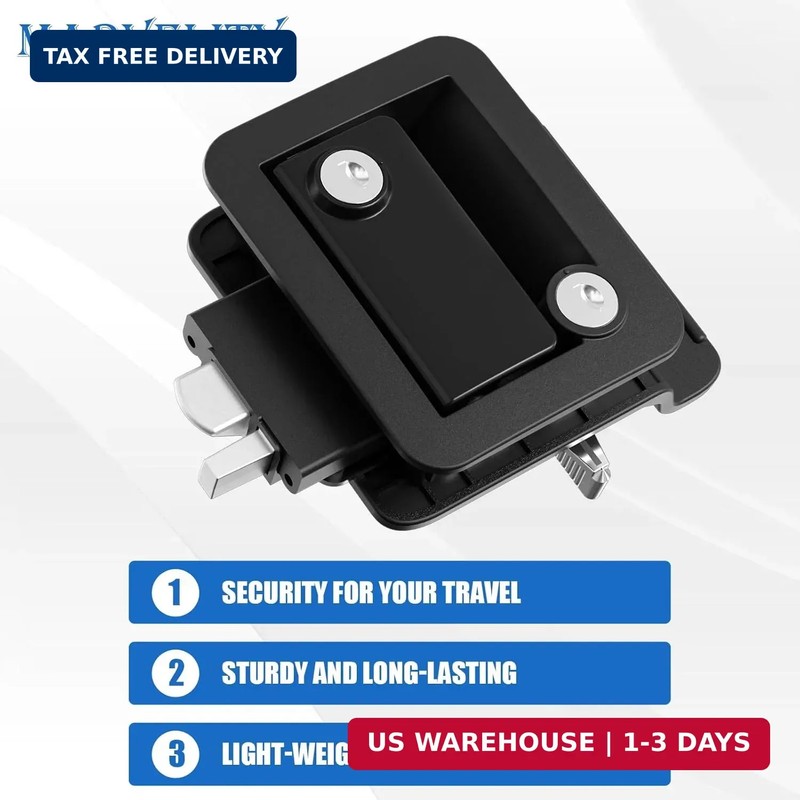 Marvelity Upgraded RV Door Lock Replacement, Black RV Door Latch with Paddle Dea gallery