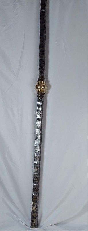 Wrought Iron Railing Post Forged and Hammered With Brass Center Fixture. gallery