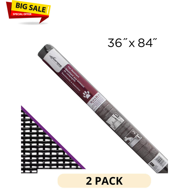 2 Pack ADFORS Pet Resistant Screen Roll 36x84in Charcoal Polyester Window Screen