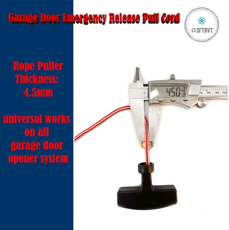 Garage Door Emergency Release Pull Cord with Handle Garage Opener Rope Puller, A gallery