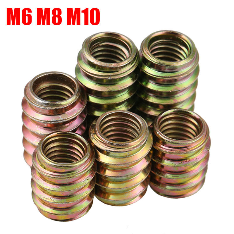 M6 M8 M10 In/Out Threaded Insert Nuts for Wood Furniture Connection Zinc Plated